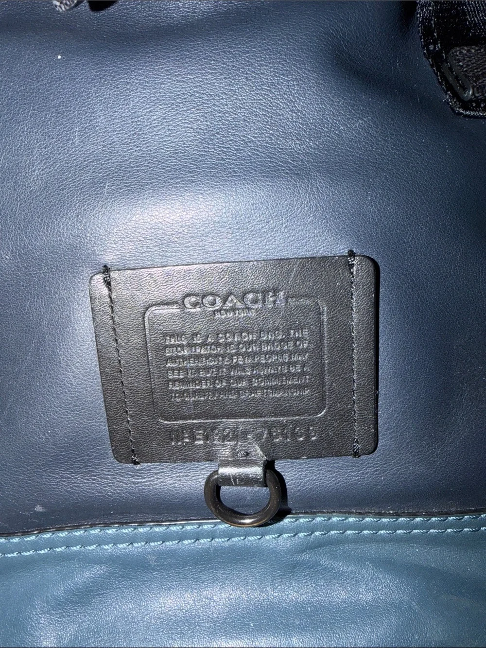 Coach Men’s Blue Leather & Signature Canvas Flap Backpack